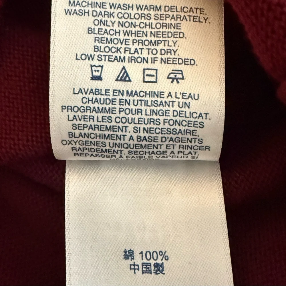 Land's End‎ 100% Supima Cotton V-Neck Sweater Men's Size Medium Burgundy